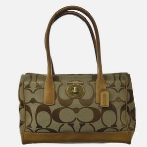 COACH Madeline E0826 12463 Handbag Size Medium Beige Monogram Satchel